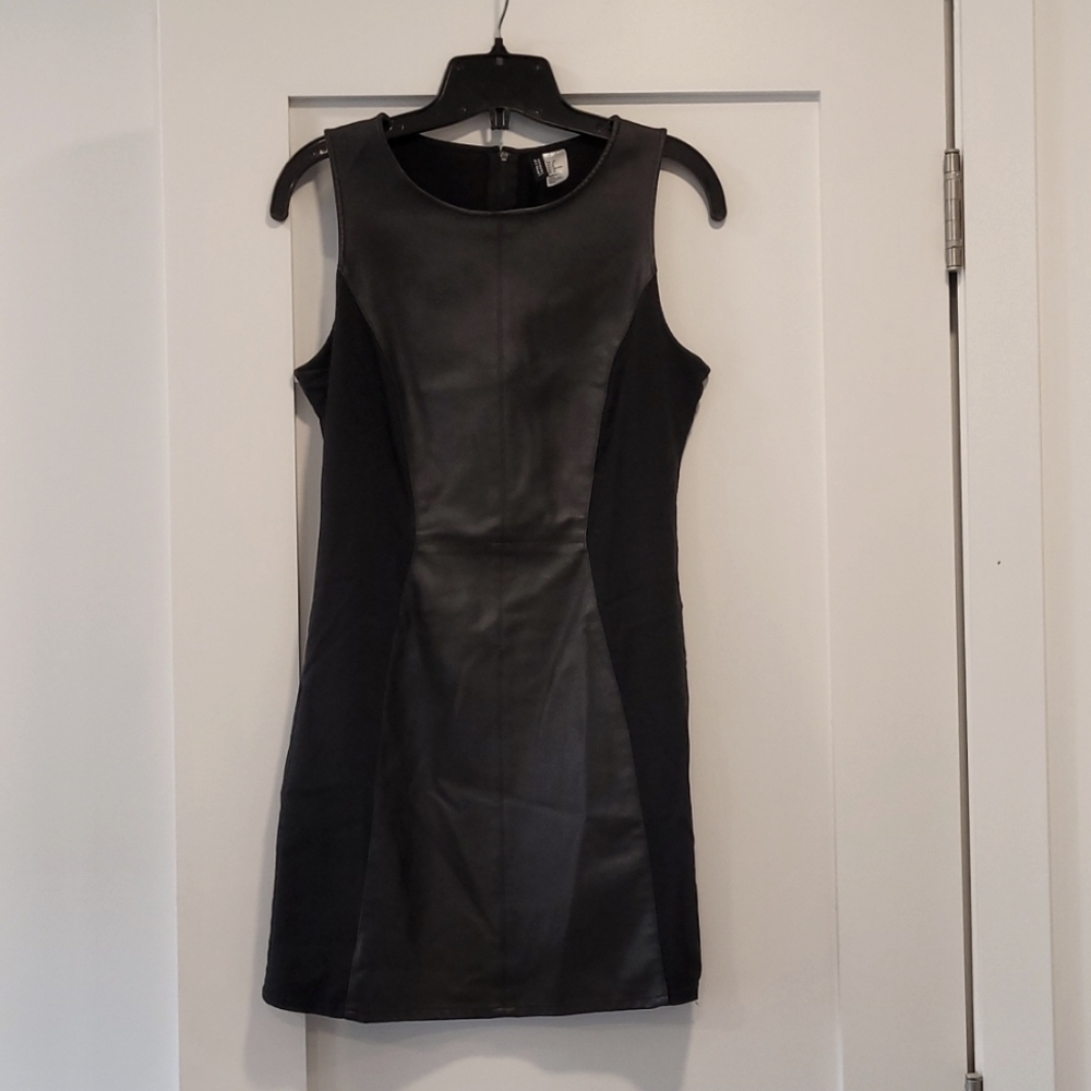Black H&M Divided Sleeveless lMini Dress with Faux Leather Panel in a US size 8.